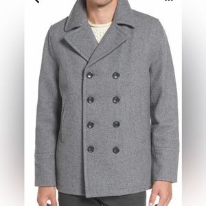Michael Kors Men’s Wool Blend Double Breasted Peacoat in Heather Grey, Size M